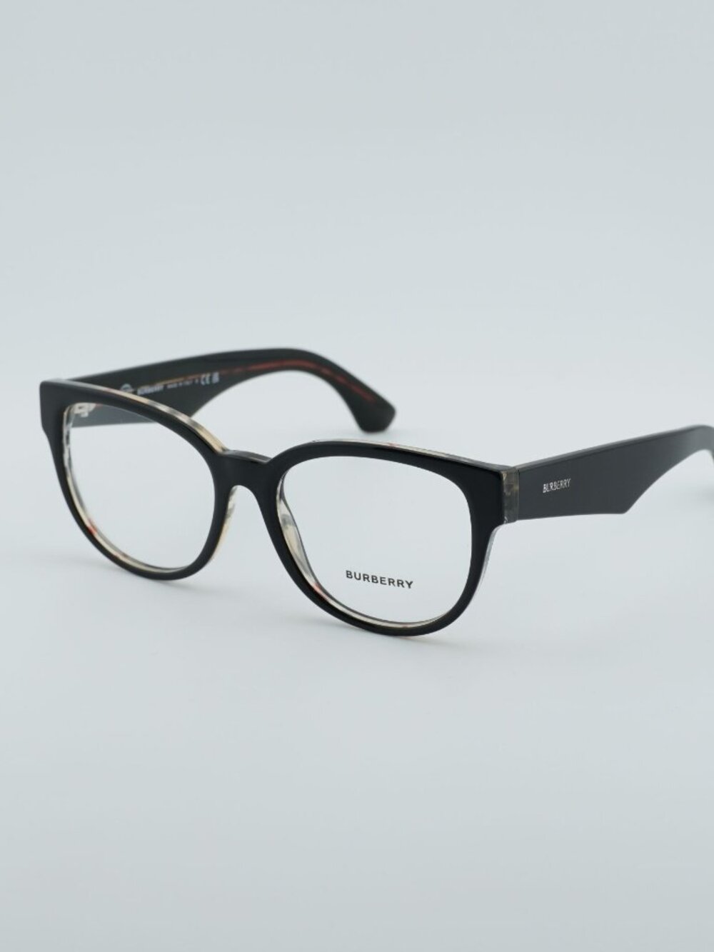 Burberry BE2410 4121 Eyeglasses Black / Check 53mm Round Frame